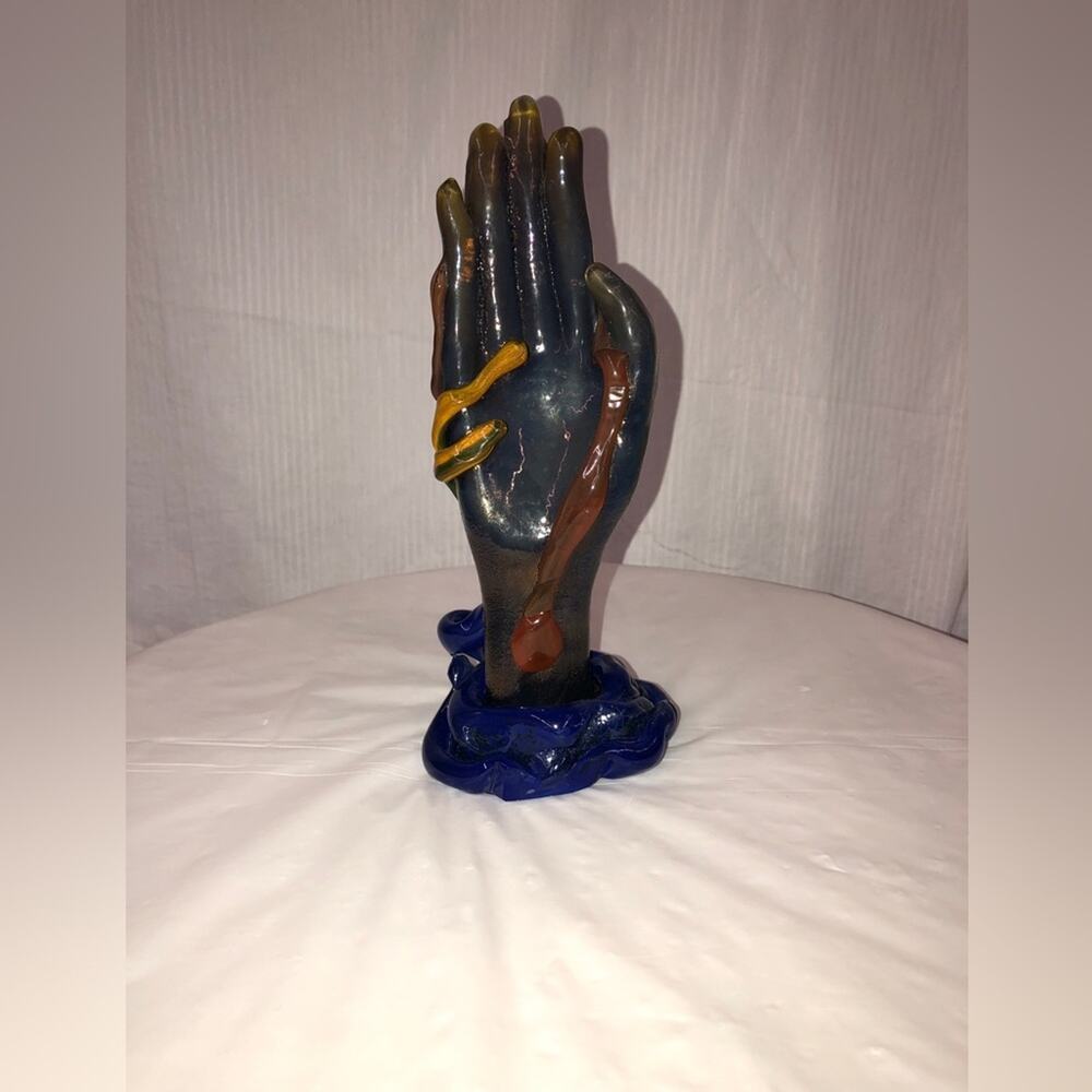 French Art Nouveau Style Art Glass Hand